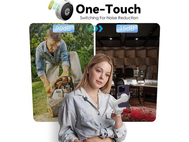 Wireless Lavalier Microphone for iPhone/Android with Lightning, USB C Mini Lapel Microphone Wireless, Noise Cancellation, 35H Battery for Video...