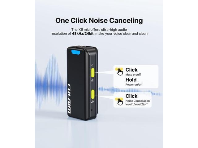 FULAIM X6 Pro Wireless Lavalier Microphones with 4 Transmitter with Charging Case for iPhone, iPad, Android, Camera, Lapel Mic with 48KHz 24Bit,...