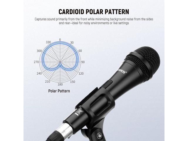 NEEWER NW-040 Cardioid Dynamic Microphone with XLR Cable, Rigid Metal Housing, Unidirectional Pickup Mic for Musical Instruments Voice Public...