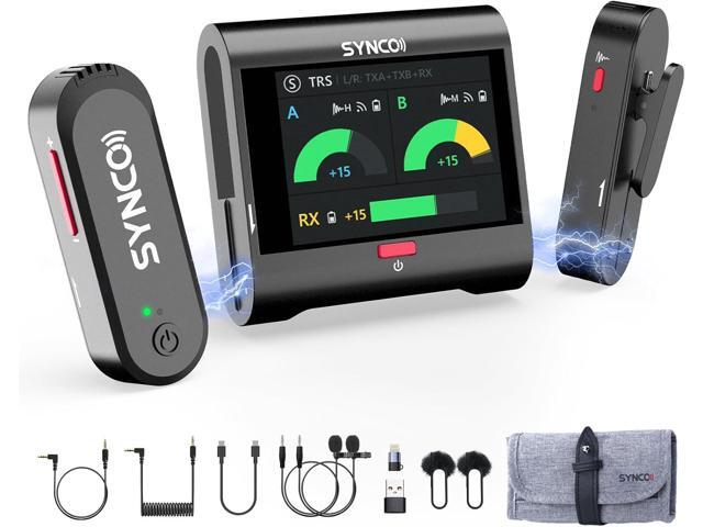 SYNCO Wireless Microphone with Touch Screen, G3 PRO 2.4G Dual Lavalier Mic 820FT 10H Battery Charging for DSLR Smartphone Laptop with Noise...