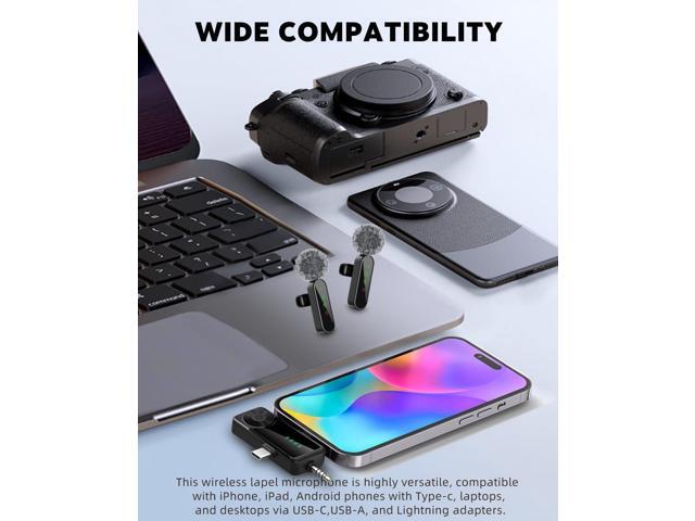 Wireless Lavalier Microphone for iPhone/Android/Camera, Upgraded Mini Microphone with Noise Reduction, Mic for Video Recording, Podcasts, YouTube,...