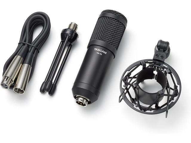 Tascam Dynamic Microphone for Broadcast Microphone for Professional Podcasting and Live Streaming (TM-70), Black