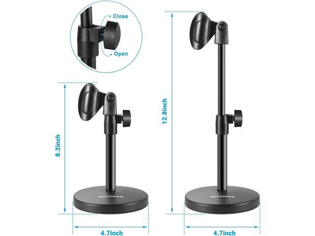BILIONE 3 in 1 Multi Function Desktop Microphone Stand, Adjustable Table Mic Stand with Microphone Clip, Cell Phone Clip, 5/8' Male to 3/8' Female...