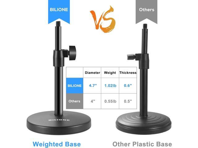 BILIONE 3 in 1 Multi Function Desktop Microphone Stand, Adjustable Table Mic Stand with Microphone Clip, Cell Phone Clip, 5/8' Male to 3/8' Female...
