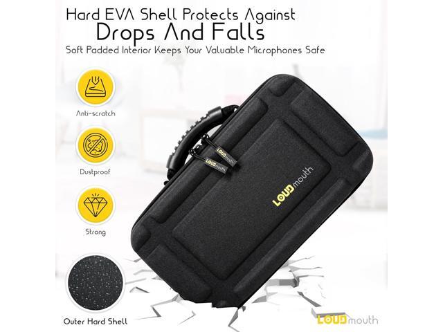 LOUDmouth Dual Wireless Microphone Case Hard Shell Travel EVA Storage Box for Two Wireless Mics Hardshell Carrying Case CASE ONLY 12.5' x...
