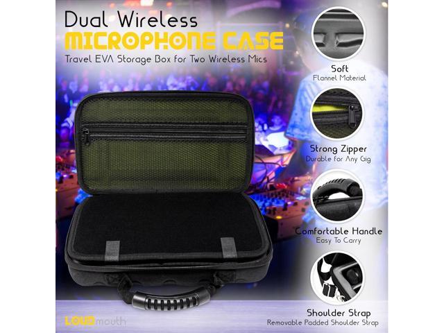 LOUDmouth Dual Wireless Microphone Case Hard Shell Travel EVA Storage Box for Two Wireless Mics Hardshell Carrying Case CASE ONLY 12.5' x...
