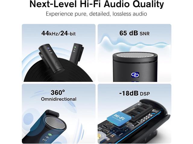 Wireless Lavalier Microphone for iPhone/Android/iPad (2 TX + 2 RX + Charging Case), Mini Mic with Noise Reduction, 22H Battery, 131ft Range, Lapel...