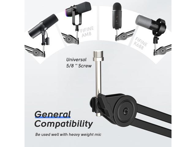 FIFINE Microphone Arm Stand-Heavy Duty Boom Arm, Suspension Scissor Adjustable Mic Stand with Desk Mount, C-calmp, 5/8' Screw, Cable Ties, for...