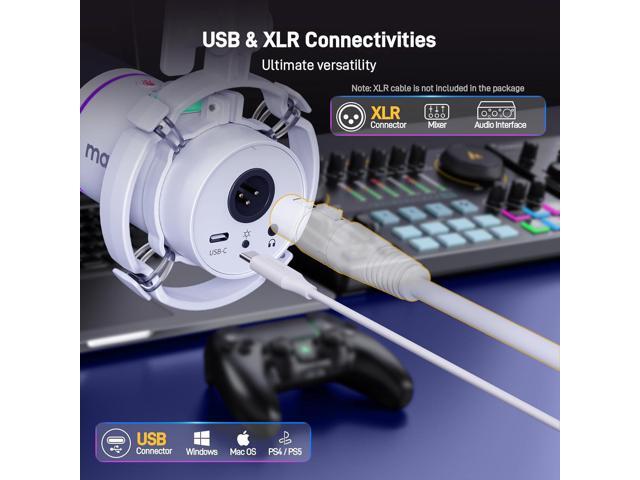MAONO XLR/USB Dynamic Microphone Kit, RGB Podcast Mic with Software, Mute, Gain Knob, Volume Control, Boom Arm for Streaming, Gaming, Voice-Over,...