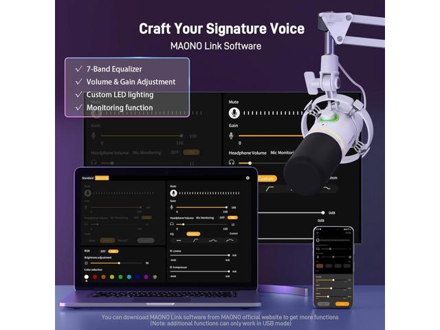 MAONO XLR/USB Dynamic Microphone Kit, RGB Podcast Mic with Software, Mute, Gain Knob, Volume Control, Boom Arm for Streaming, Gaming, Voice-Over,...