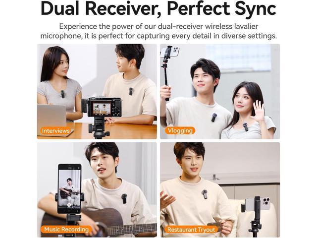 ULANZI A100 Wireless Lavalier Microphone Lapel Mic for Camera and Phone w USB C/3.5mm/Plug, 32KHz 16Bit, Noise Cancellation, 13.5-Hour Battery,...