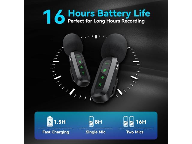 XBT 2-Pack Wireless Lavalier Microphone for iPhone,iPad,Android - Clip-on Lapel Mic with Noise Reduction,Plug & Play Mini Microphone for Video...
