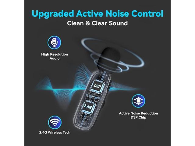 XBT 2-Pack Wireless Lavalier Microphone for iPhone,iPad,Android - Clip-on Lapel Mic with Noise Reduction,Plug & Play Mini Microphone for Video...