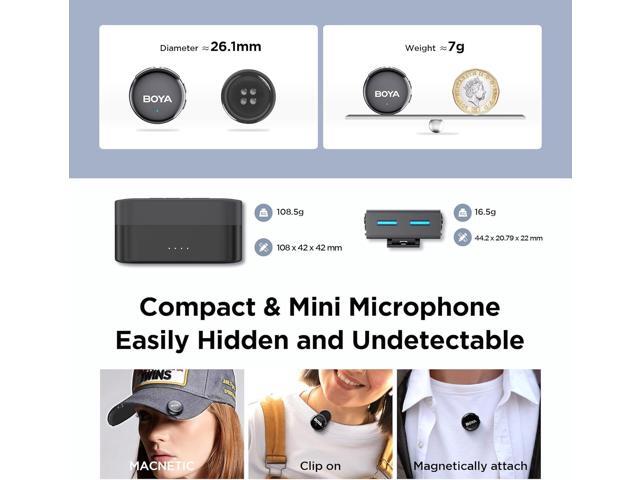 BOYA BOYALINK 3 Mini Microphone for Camera/iPhone/Android, Wireless Lavalier Microphone with AI Noise Reduction Lapel Mic, 30H Duration 300m...
