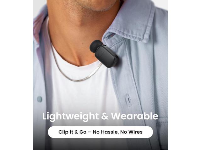 Mini Wireless Lavalier Microphone for iPhone/Android/PC with USB-C Plug, Noise Reduction, 25H Battery Life with Charging Case, Plug & Play, Tiny...