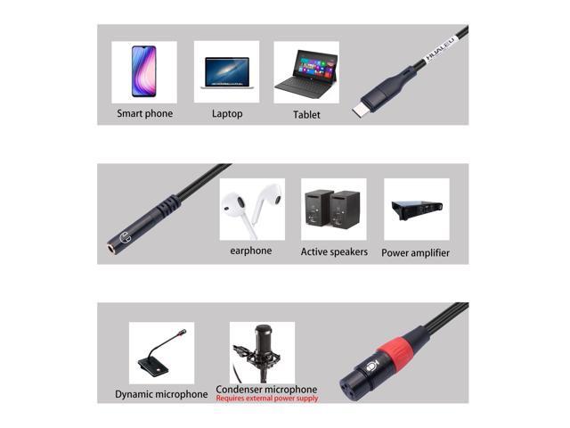 3.3FT USB C to XLR Female Mic Cable & 3.5mm (1/8') Female Stereo Out,XLR-to-USB C Digital Interface with Headphone Jack,for iPhone 15 Google Huawei...