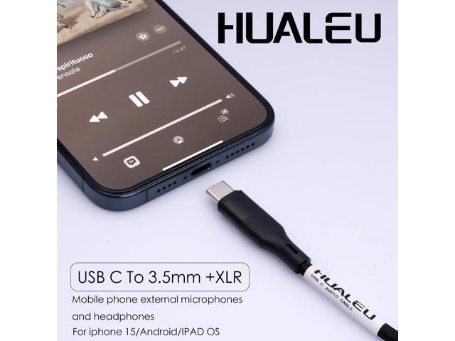 3.3FT USB C to XLR Female Mic Cable & 3.5mm (1/8') Female Stereo Out,XLR-to-USB C Digital Interface with Headphone Jack,for iPhone 15 Google Huawei...