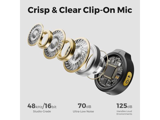 Wireless Lavalier Microphone for iPhone/Android, Lapel Microphone Wireless with Lightning/USB-C Plug-Play, Noise Cancellation, 24H Battery for...