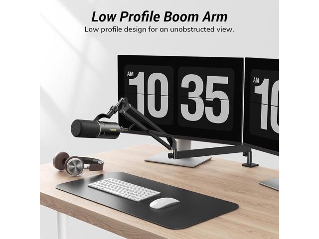Tonor Mic Arm Desk Mount, Low Profile Boom Arm, Microphone Arm, Adjustable Mic Stand with Desk Mount Clamp, Cable Management, 3/8 and 5/8...