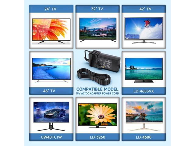 19V Power Cord Compatible with Westinghouse TV 24 32 40 42 46 inch, Charger for LD-2480, LD-3255VX, LD-4255VX, LD-4680, LD-4695, UW40TA2W,...