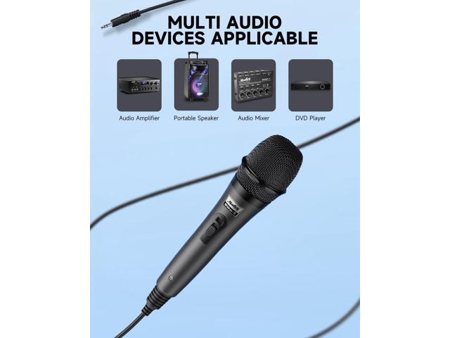 Moukey Wired Handheld Vocal Microphone, Metal XLR Dynamic Cardioid Mic with 13 ft Cable, for Singing, Stage, Party, Compatible with Karaoke...