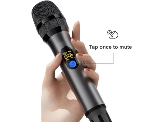 All Metal Shell UHF Wireless Microphone Professional, Handheld Cordless Dynamic Mic System with Rechargeable Receiver, Karaoke Microphone for DJ,...