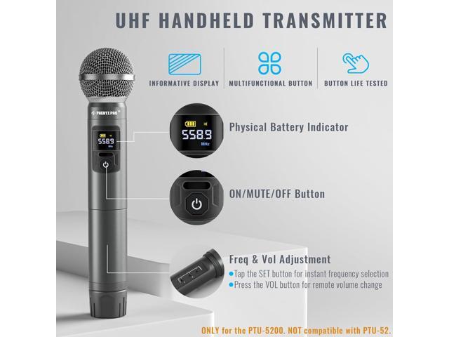Phenyx Pro Wireless Microphone System, Metal Wireless Mic Set with 4 Cordless Mics, 4x25 UHF Adjustable Frequencies, 200ft Range, Dynamic...