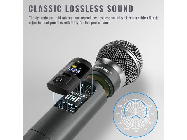 Phenyx Pro Wireless Microphone System, Metal Wireless Mic Set with 4 Cordless Mics, 4x25 UHF Adjustable Frequencies, 200ft Range, Dynamic...