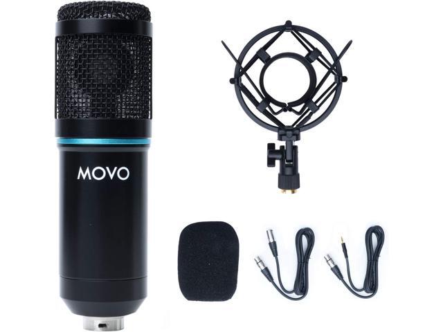 Movo PC-M6 Universal Cardioid Condenser Microphone with XLR and 3.5mm, Shock Mount, and Windscreen - Perfect for Podcasting, Live-Streaming,...