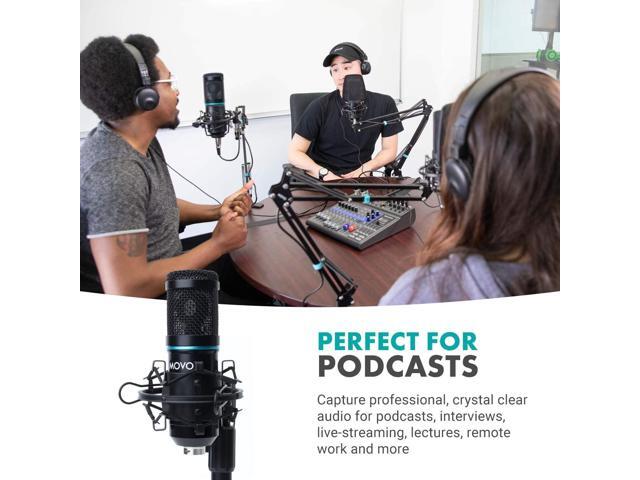 Movo PC-M6 Universal Cardioid Condenser Microphone with XLR and 3.5mm, Shock Mount, and Windscreen - Perfect for Podcasting, Live-Streaming,...