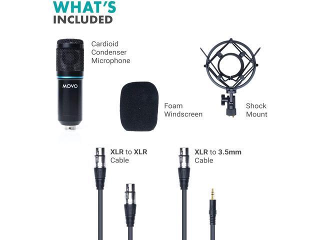 Movo PC-M6 Universal Cardioid Condenser Microphone with XLR and 3.5mm, Shock Mount, and Windscreen - Perfect for Podcasting, Live-Streaming,...
