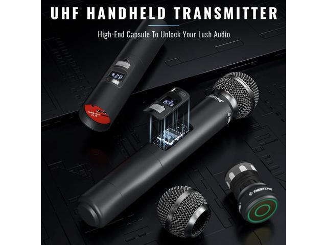 Phenyx Pro Wireless Microphone System, Quad Channel Wireless Mic, w/ 4x40 UHF Frequencies, Auto Scan, 328ft Long Range, 4 Handheld Dynamic...