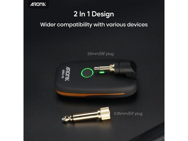 AROMA Wireless Guitar Transmitter Receiver with 7 Channels Rechargeable Audio Wireless Guitar System for Guitar Bass Electric Instruments
