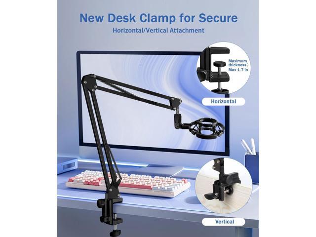 BILIONE Microphone Stand, Mic Boom Arm Stand for Blue Yeti QuadCast S SoloCast Snowball AM8 and other Mics, with Pop Filter Shock Mount Microphone...