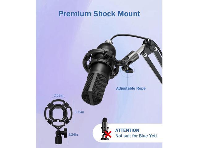 BILIONE Microphone Stand, Mic Boom Arm Stand for Blue Yeti QuadCast S SoloCast Snowball AM8 and other Mics, with Pop Filter Shock Mount Microphone...