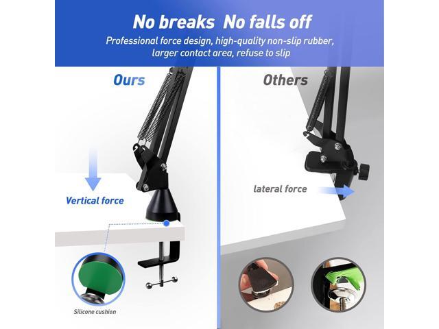 SUNMON HyperX QuadCast Boom Arm with Pop Filter - Wall Mount Boom Arm and C Desk Clamp, Scissor Mic Stand Compatible with Hyper x QuadCast S Gaming...