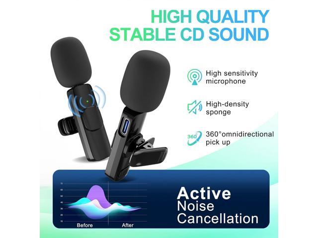 2 Pack Wireless Lavalier Microphone for iPhone, Professional Lapel Mics, Wireless Mic Plug-Play, Lapel Microphone for Video Recording Interview...