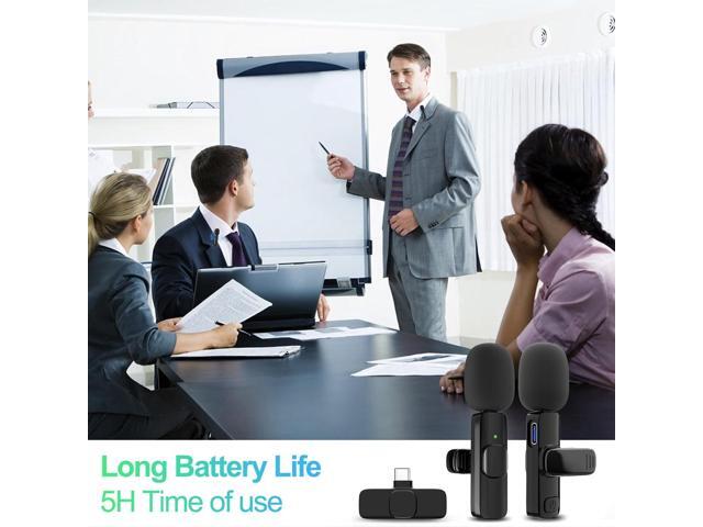 2 Pack Wireless Lavalier Microphone for iPhone, Professional Lapel Mics, Wireless Mic Plug-Play, Lapel Microphone for Video Recording Interview...