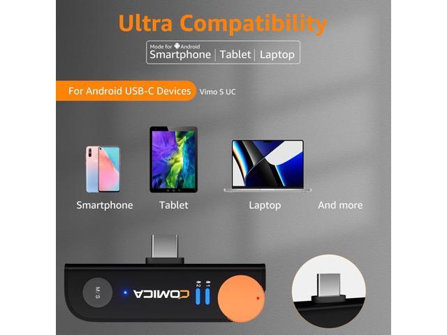 COMICA Vimo S UC Wireless Lavalier Microphone for iPhone 15/16 Android, USB C Mini Lapel Microphone Wireless with Hi-Fi Audio, Noise Cancellation,...