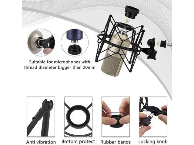 Geekria for Creators Microphone Shock Mount Compatible with MXL 770, 990, R77, TEMPO, V67G, 2006, R144 Mic Anti-Vibration Suspension Adapter Clamp...