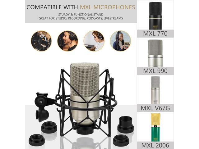 Geekria for Creators Microphone Shock Mount Compatible with MXL 770, 990, R77, TEMPO, V67G, 2006, R144 Mic Anti-Vibration Suspension Adapter Clamp...