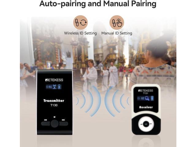 Retekess T130 Wireless Tour Guide Transmitter,Lavalier Microphone,99 Channel,Church Translation Transmitter for Interpretation Training Court
