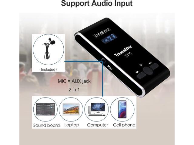 Retekess T130 Wireless Tour Guide Transmitter,Lavalier Microphone,99 Channel,Church Translation Transmitter for Interpretation Training Court