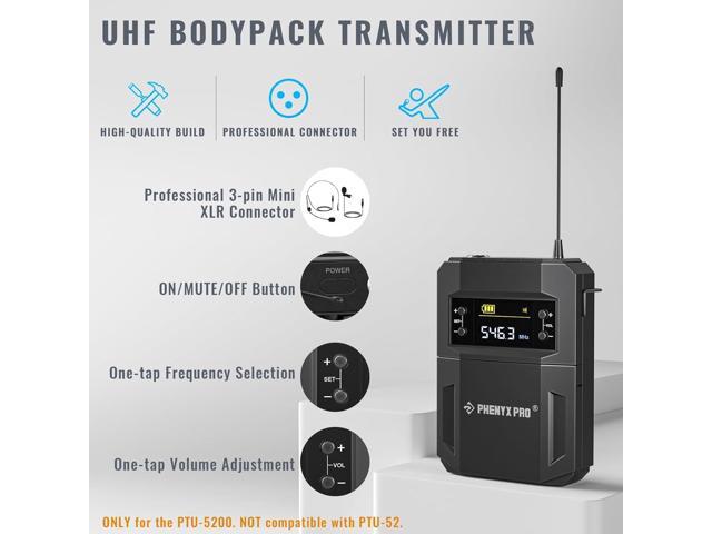 Phenyx Pro Wireless Microphone System, 4-Channel Wireless Mic Set with Handheld/Bodypack/Headset/Lapel Mics, Cordless Microphone for Singing,...