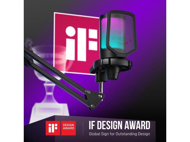 FIFINE Gaming PC USB Microphone, Podcast Condenser Mic with Boom Arm, Pop Filter, Mute Button for Streaming, Twitch, Online Chat, RGB Computer Mic...