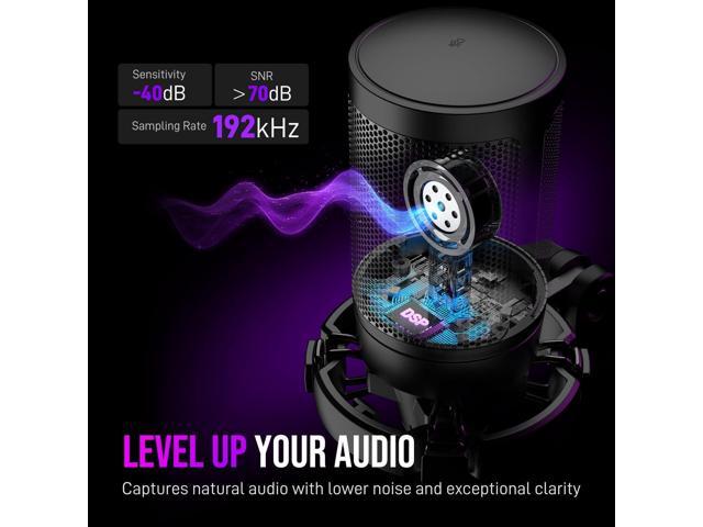 FIFINE Gaming PC USB Microphone, Podcast Condenser Mic with Boom Arm, Pop Filter, Mute Button for Streaming, Twitch, Online Chat, RGB Computer Mic...