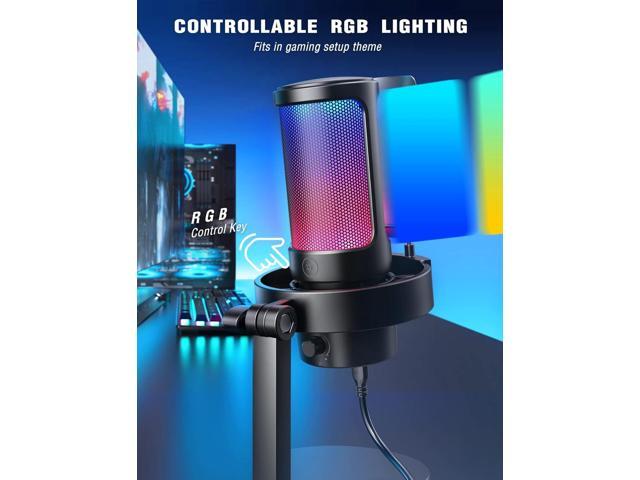 FIFINE Gaming Microphone, USB PC Mic for Streaming, Podcasts, Recording, Condenser Computer Desktop Mic on Mac, with RGB Control, Mute Touch,...
