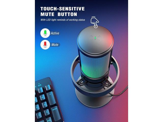 FIFINE Gaming Microphone, USB PC Mic for Streaming, Podcasts, Recording, Condenser Computer Desktop Mic on Mac, with RGB Control, Mute Touch,...