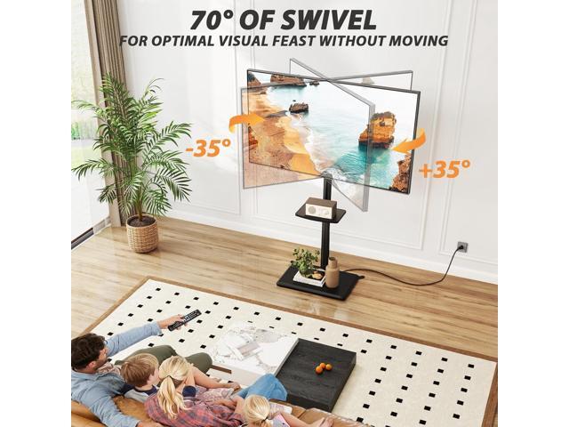 TVON Floor TV Stand with Power Outlet, TV Mount Stand for 32-60 inch TVs up to 88 lbs, Swivel TV Stand Mount with Height Adjustment and Safety Wood...