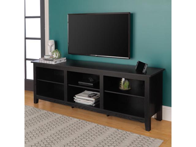 Walker Edison Wren Classic 6 Cubby TV Stand for TVs up to 80 Inches, 70 Inch, Black